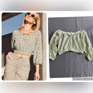 Marine Layer Tiana Double Cloth Cropped Floral Top Size XL